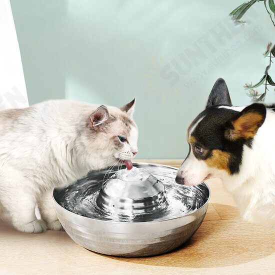 2L Dog Water Smart Fountain Dispenser 360° drinkable Bowl Cat Feeder Puppy Stainless Steel Intelligent Pet Supplies Ultra-Quiet Pump