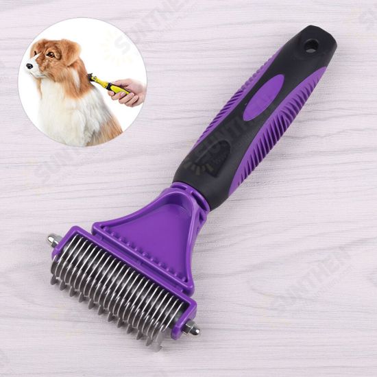 3 in 1 Dual Sided Dog Cat Hair Fur Shedding Trimmer Stainless Steel Grooming Dematting Rake Comb Brush