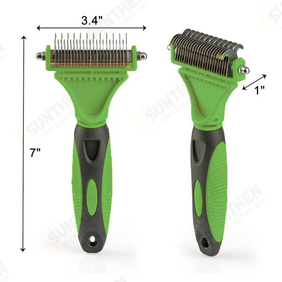 3 in 1 Dual Sided Dog Cat Hair Fur Shedding Trimmer Stainless Steel Grooming Dematting Rake Comb Brush