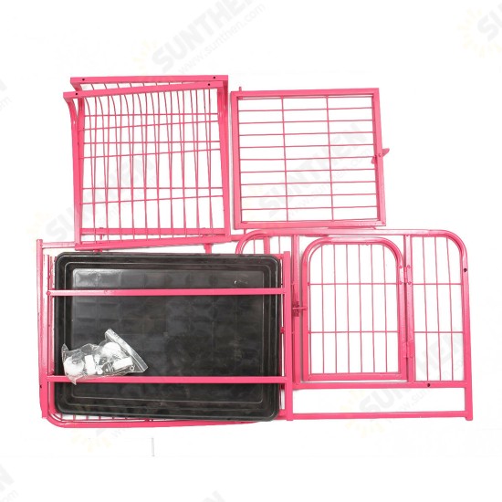 31inch Dog Crate Cage 2 Doors Cat Pet Poodle Heavy-Duty Cage Puppy Kennel House & Tray with Four Wheels