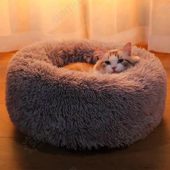 40-100cm Pet Supplies Kennel Round Plush Pet Nest Padded Soft Warm For Cat Bed Mat Pad