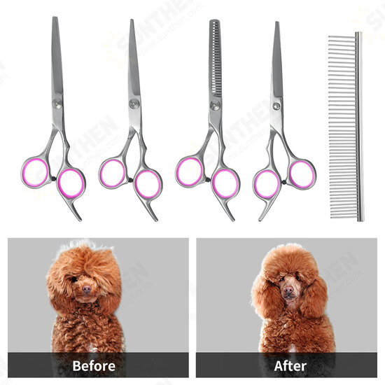 7inch Stainless Pet Dog Cat Hair Grooming Scissors Cutting Curved Thinning Shears