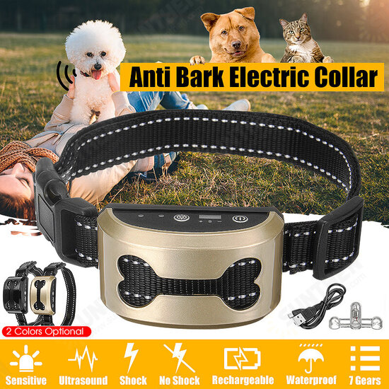 Anti Bark Control Collar 7Gears Sensitivity Waterproof Electric Shock USB Charge Pet Supplies Dog Collars Training Anti Bark Control Collar 7Gears Sensitivity Waterproof Electric Shock USB Charge Pet Supplies Dog Collars Training