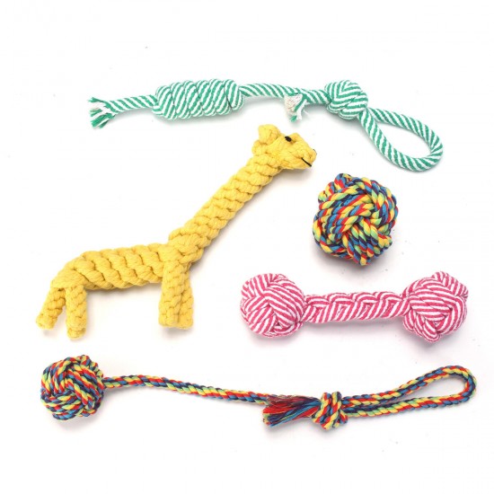 Braided Cotton Rope Bone Pet Dog Interactive Toys Dogs Chews Bite Training Cat Puppy Supplies
