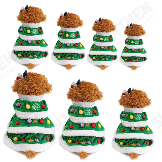 Christmas Festival Tree Pet Dog Cat Coat Puppy Warm Clothes Costumes Apparel Dress