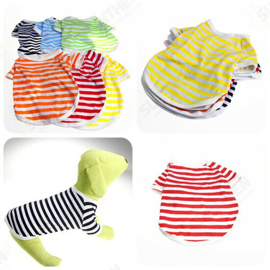 Cute Puppy Dog Cat Pet Clothes Vest Stripe T Shirt Cotton Short Warm Clothing