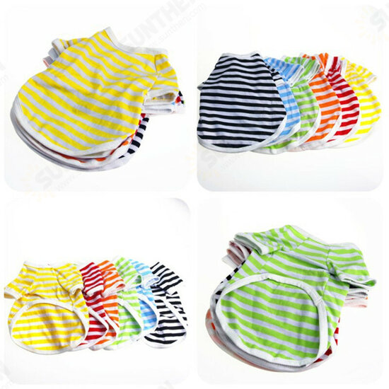 Cute Puppy Dog Cat Pet Clothes Vest Stripe T Shirt Cotton Short Warm Clothing