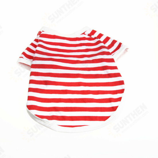 Cute Puppy Dog Cat Pet Clothes Vest Stripe T Shirt Cotton Short Warm Clothing