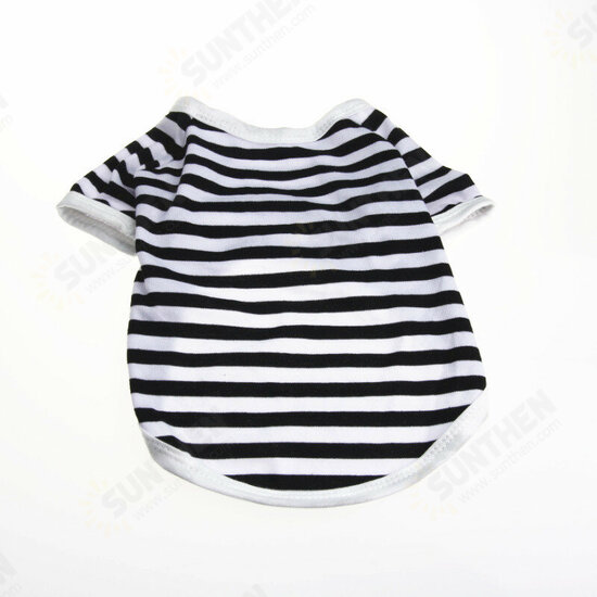 Cute Puppy Dog Cat Pet Clothes Vest Stripe T Shirt Cotton Short Warm Clothing