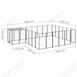 Dog Kennel Black 130.2 ft² Steel Dog Kennel Black 130.2 ft² Steel