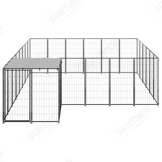 Dog Kennel Black 130.2 ft² Steel