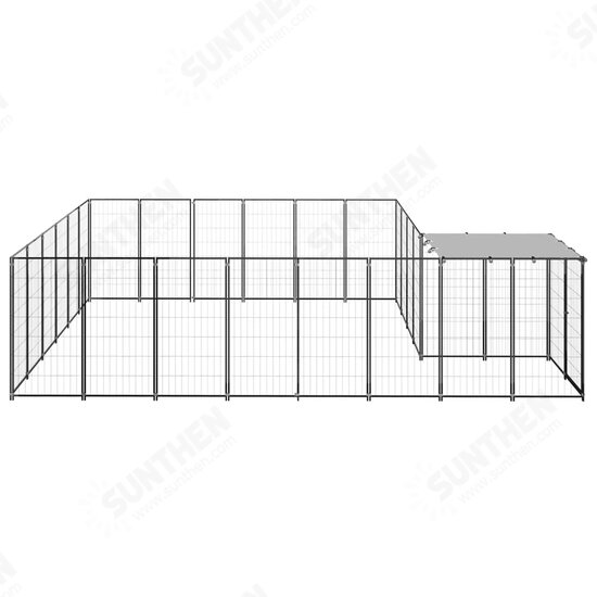 Dog Kennel Black 130.2 ft² Steel