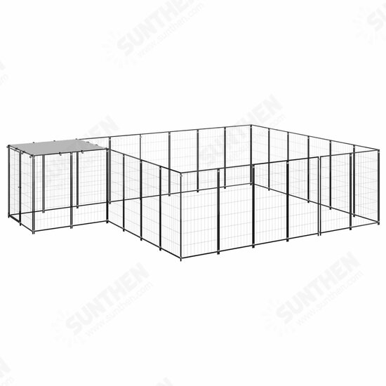 Dog Kennel Black 130.2 ft² Steel