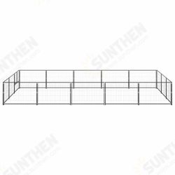 Dog Kennel Black 161.5 ft² Steel Dog Kennel Black 161.5 ft² Steel
