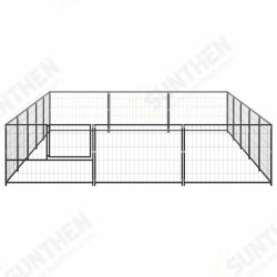 Dog Kennel Black 161.5 ft² Steel Dog Kennel Black 161.5 ft² Steel