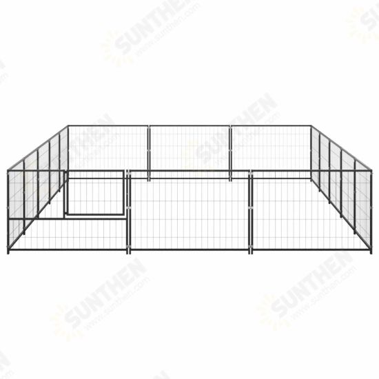 Dog Kennel Black 161.5 ft² Steel