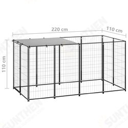 Dog Kennel Black 26 ft² Steel Dog Kennel Black 26 ft² Steel
