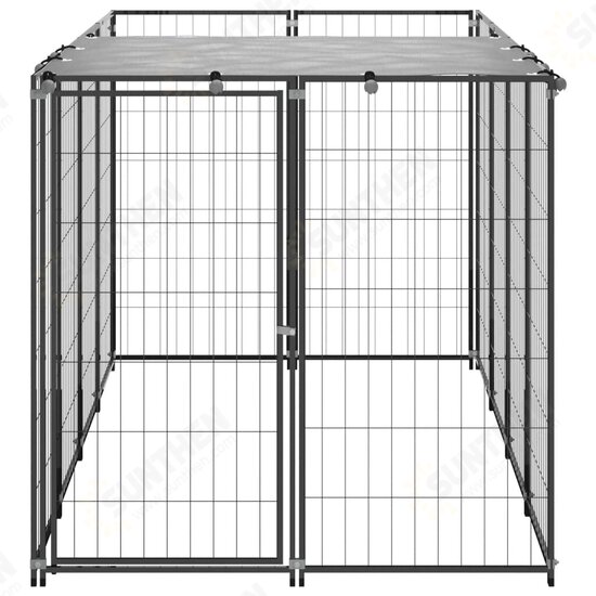 Dog Kennel Black 26 ft² Steel