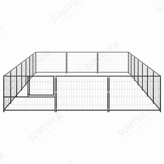 Dog Kennel Black 266.0 ft² Steel