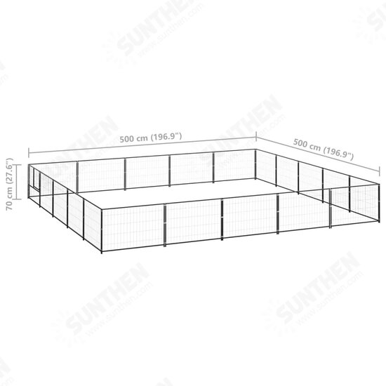 Dog Kennel Black 269.1 ft² Steel