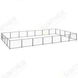 Dog Kennel Black 301.4 ft² Steel Dog Kennel Black 301.4 ft² Steel