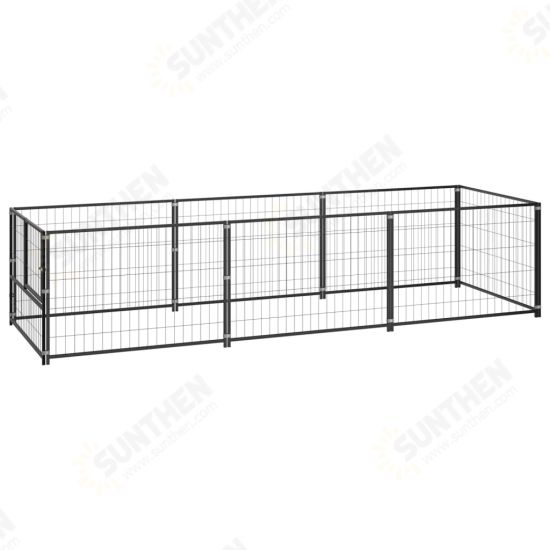 Dog Kennel Black 32.3 ft² Steel