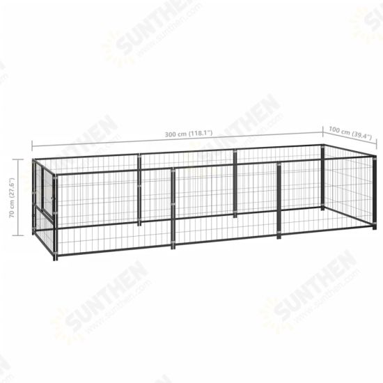 Dog Kennel Black 32.3 ft² Steel