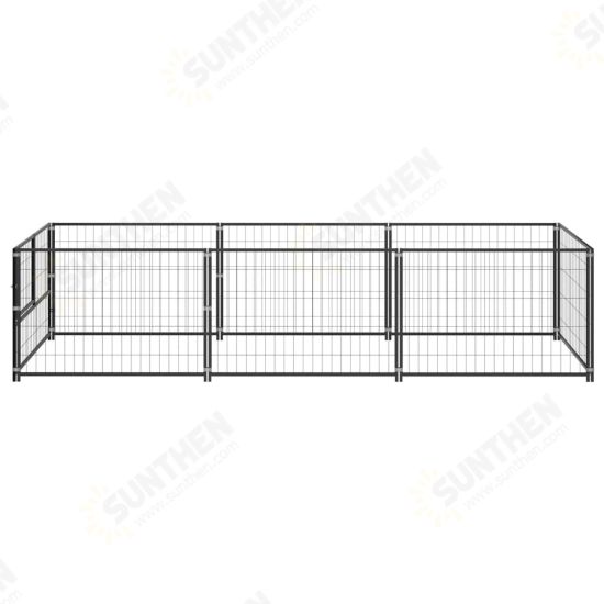 Dog Kennel Black 32.3 ft² Steel