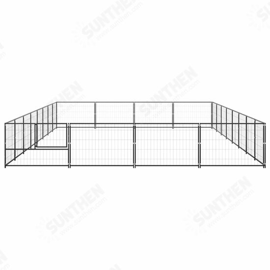 Dog Kennel Black 344.4 ft² Steel