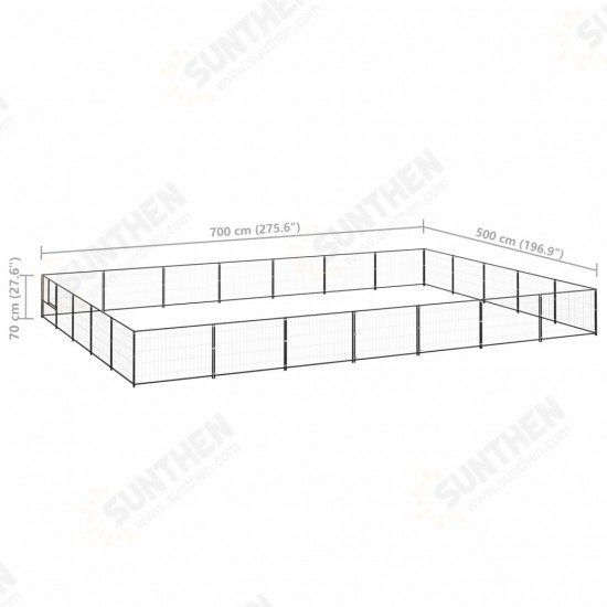 Dog Kennel Black 376.7 ft² Steel