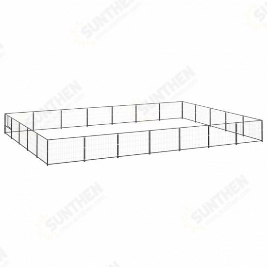 Dog Kennel Black 376.7 ft² Steel