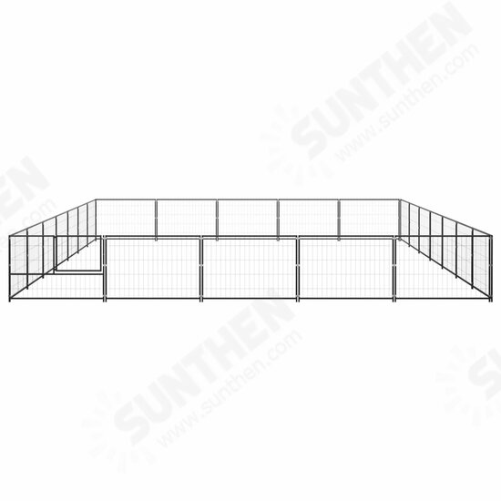 Dog Kennel Black 376.7 ft² Steel