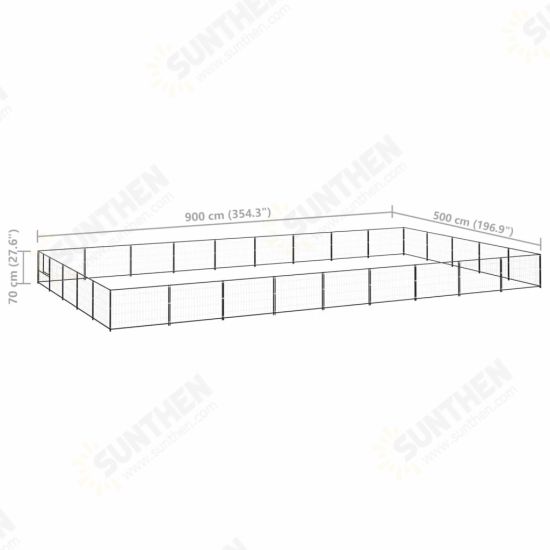 Dog Kennel Black 484.4 ft² Steel Dog Kennel Black 484.4 ft² Steel