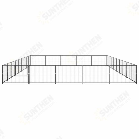 Dog Kennel Black 484.4 ft² Steel Dog Kennel Black 484.4 ft² Steel