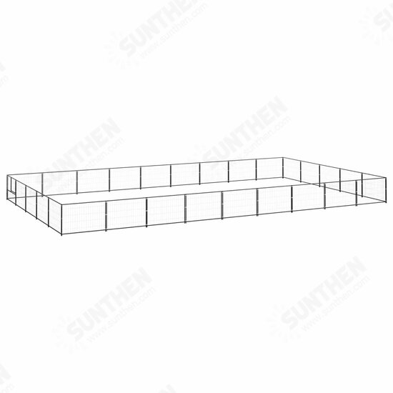 Dog Kennel Black 484.4 ft² Steel Dog Kennel Black 484.4 ft² Steel