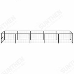 Dog Kennel Black 53.8 ft² Steel Dog Kennel Black 53.8 ft² Steel