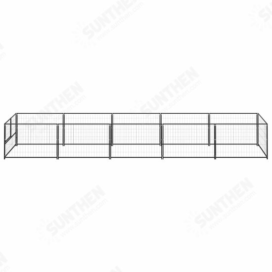 Dog Kennel Black 53.8 ft² Steel Dog Kennel Black 53.8 ft² Steel