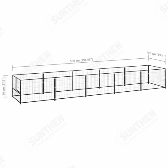 Dog Kennel Black 53.8 ft² Steel Dog Kennel Black 53.8 ft² Steel