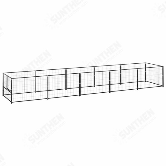 Dog Kennel Black 53.8 ft² Steel Dog Kennel Black 53.8 ft² Steel