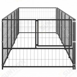 Dog Kennel Black 53.8 ft² Steel Dog Kennel Black 53.8 ft² Steel