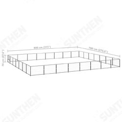 Dog Kennel Black 602.8 ft² Steel Dog Kennel Black 602.8 ft² Steel