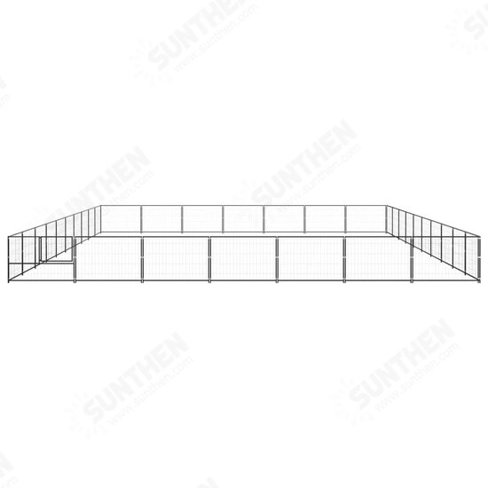 Dog Kennel Black 753.5 ft² Steel