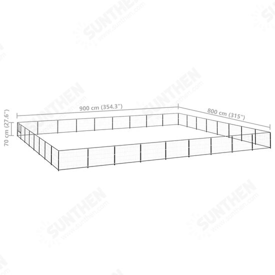 Dog Kennel Black 775 ft² Steel Dog Kennel Black 775 ft² Steel