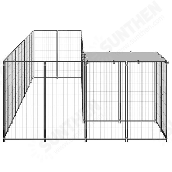 Dog Kennel Black 78.1 ft² Steel