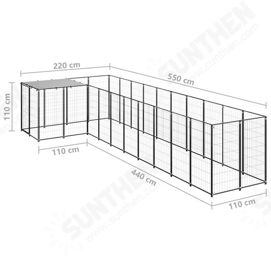 Dog Kennel Black 78.1 ft² Steel