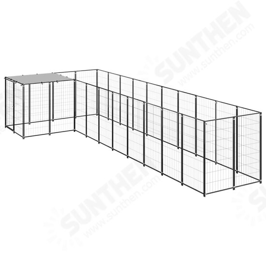 Dog Kennel Black 78.1 ft² Steel