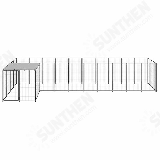 Dog Kennel Black 78.1 ft² Steel