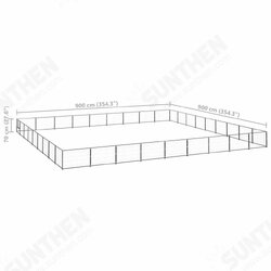 Dog Kennel Black 871.9 ft² Steel Dog Kennel Black 871.9 ft² Steel