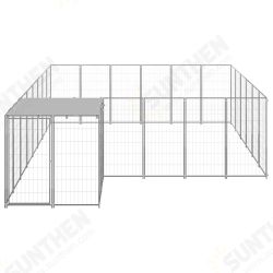 Dog Kennel Silver 130.2 ft² Steel Dog Kennel Silver 130.2 ft² Steel