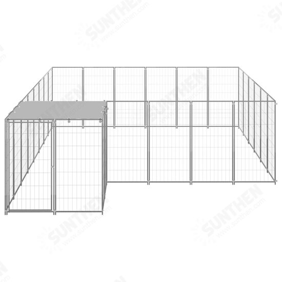 Dog Kennel Silver 130.2 ft² Steel